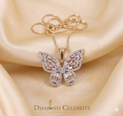 Diamondcelebritees Butterfly Pendant Men's/Womens 925 Silver Yellow 1.75ct VVS 'D' Moissanite