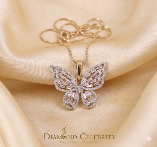 Diamondcelebritees Butterfly Pendant Men's/Womens 925 Silver Yellow 1.75ct VVS 'D' Moissanite