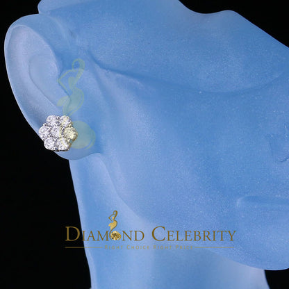DiamondCelebritees  2.66ct Cubic Zirconia 925 Yellow Silver Women's & Men's Hip Hop Floral Earrings