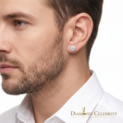 Diamondcelebritees Moissanite Floral Stud Earrings Men's/Womens 925 Silver White 1.00ct VVS 'D'
