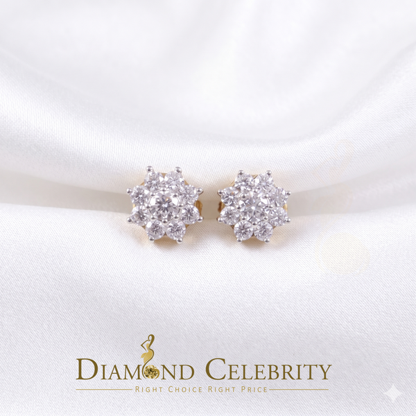 DiamondCelebritees Yellow Men's/Womens 925 Silver 1.00ct VVS 'D' Moissanite Floral Stud Earrings