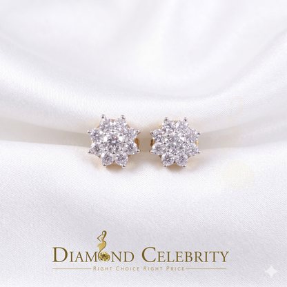 DiamondCelebritees Yellow Men's/Womens 925 Silver 1.00ct VVS 'D' Moissanite Floral Stud Earrings