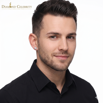 Diamondcelebritees Round 0.50ct VVS 'D' Moissanite Men's/Womens 925 Silver White Stud Earrings