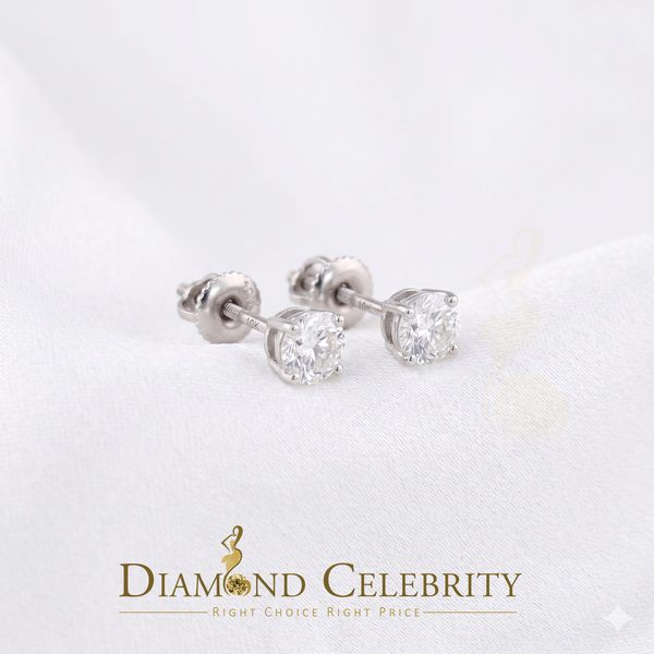 Diamondcelebritees Round 0.50ct VVS 'D' Moissanite Men's/Womens 925 Silver White Stud Earrings