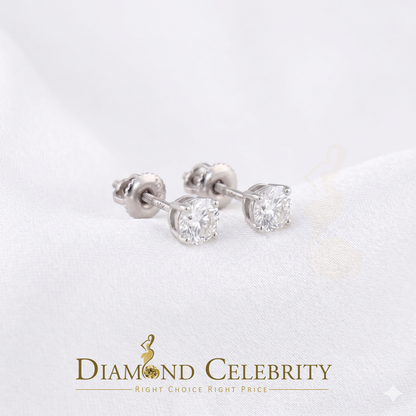 Diamondcelebritees Round 0.50ct VVS 'D' Moissanite Men's/Womens 925 Silver White Stud Earrings
