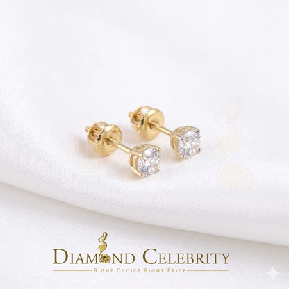 DiamondCelebritees Round 0.50ct VVS 'D' Moissanite Men's/Womens 925 Silver Yellow Stud Earrings
