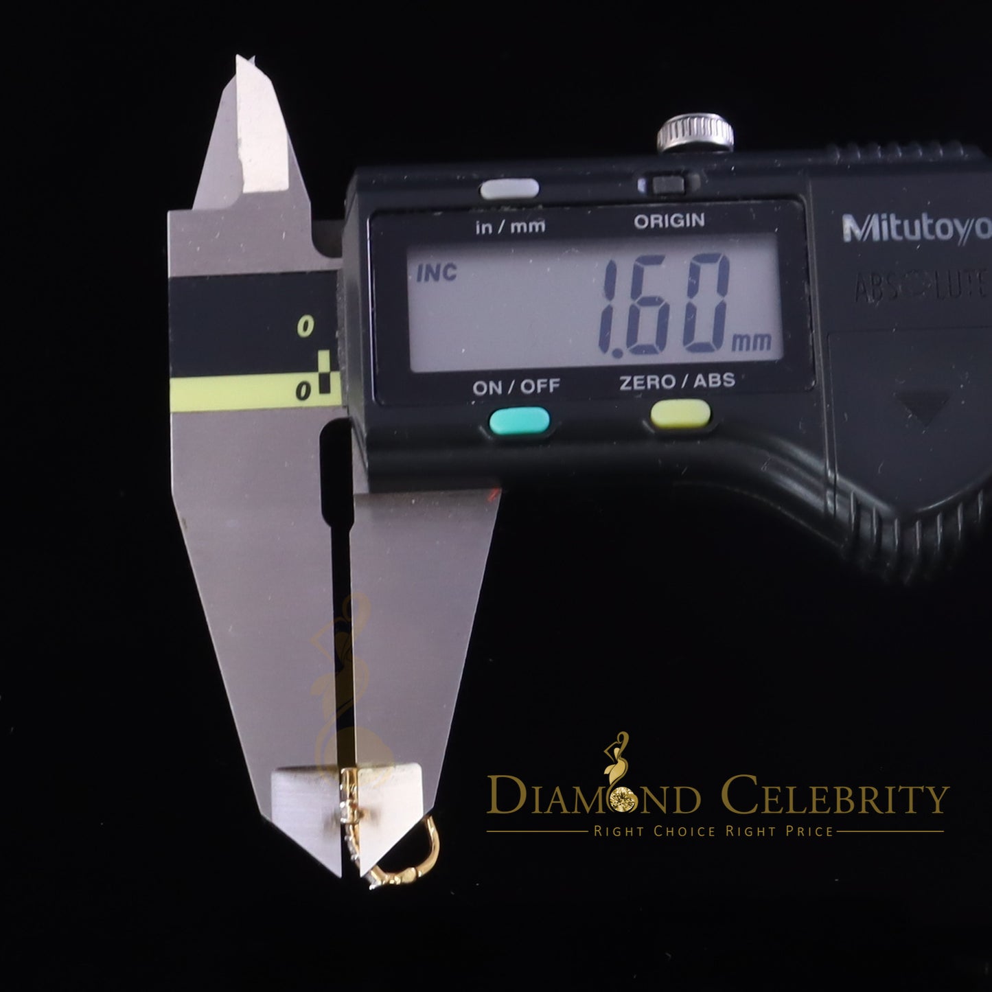 DiamondCelebritees Moissanite Stone 925 Silver Round Yellow Hip Hop Cross Stud Earring Men's/Womens