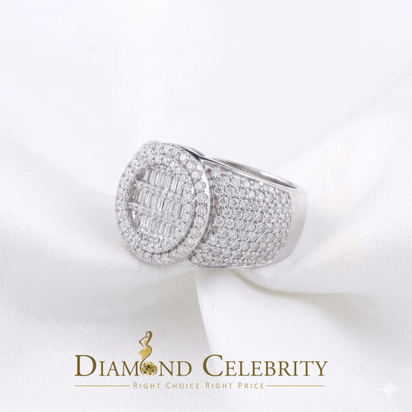 DiamondCelebritees 4.50ct White Silver VVS 'D' Moissanite Baguette Round Rings SZ 10 for Men's