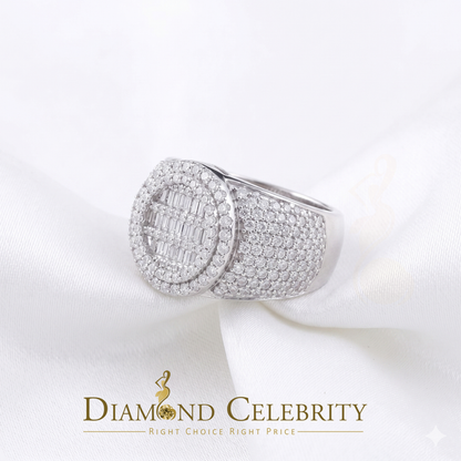 DiamondCelebritees 4.50ct White Silver VVS 'D' Moissanite Baguette Round Rings SZ 10 for Men's