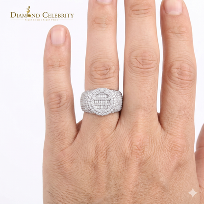 DiamondCelebritees 4.50ct White Silver VVS 'D' Moissanite Baguette Round Rings SZ 10 for Men's