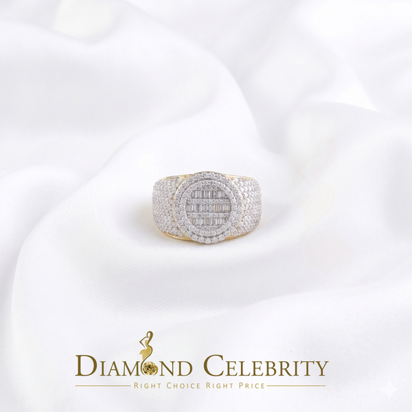 DiamondCelebritees Yellow Silver 4.50ct VVS 'D' Moissanite Baguette Round Rings Size 10 for Men's