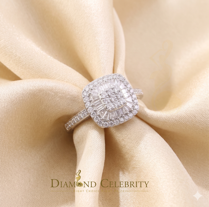 DiamondCelebritees Square 925 White Silver 1.00ct VVS 'D' Baguette Moissanite Rings Womens Size 7