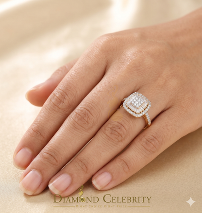 DiamondCelebritees Womens 925 Sterling Yellow Silver 1.00ct VVS 'D' Moissanite Square Rings Size 7