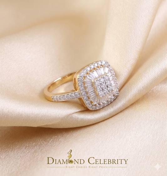 DiamondCelebritees Womens 925 Sterling Yellow Silver 1.00ct VVS 'D' Moissanite Square Rings Size 7