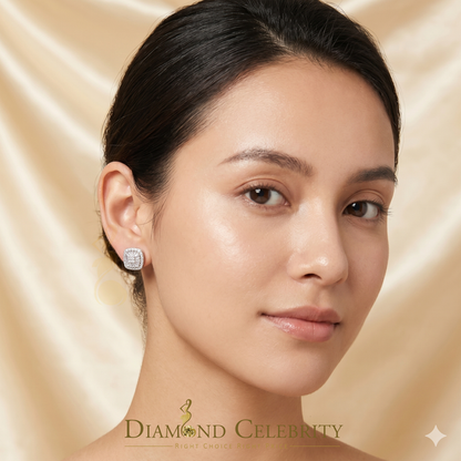 Diamondcelebritees White Square 925 Silver 1.00ct VVS 'D' Moissanite Stud Earring Men's/Womens