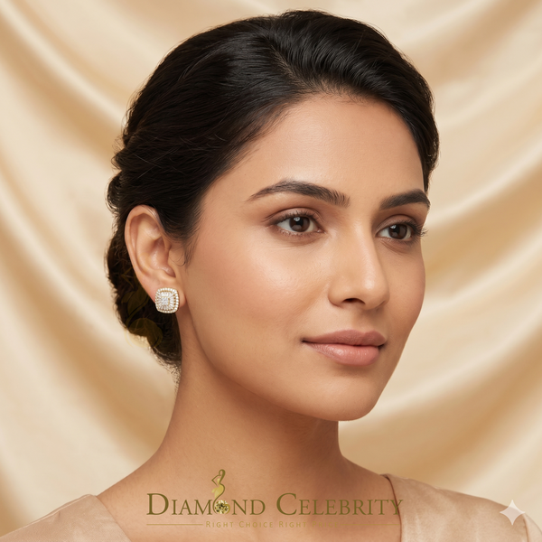 DiamondCelebritees Yellow 925 Silver 1.00ct VVS 'D' Moissanite Square Stud Earring Men's/Womens