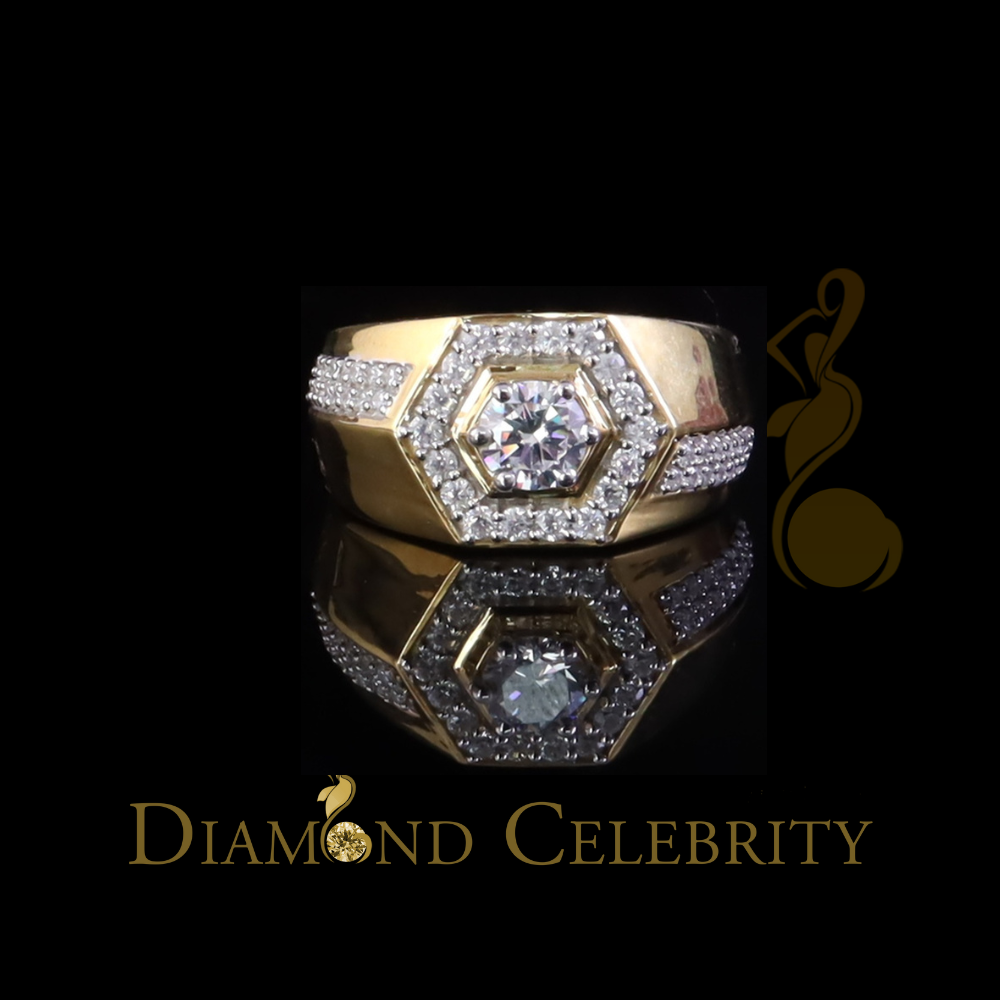 DiamondCelebritees 925 Yellow Sterling Silver Cubic Zirconia 2.44ct Men Ring Size 9