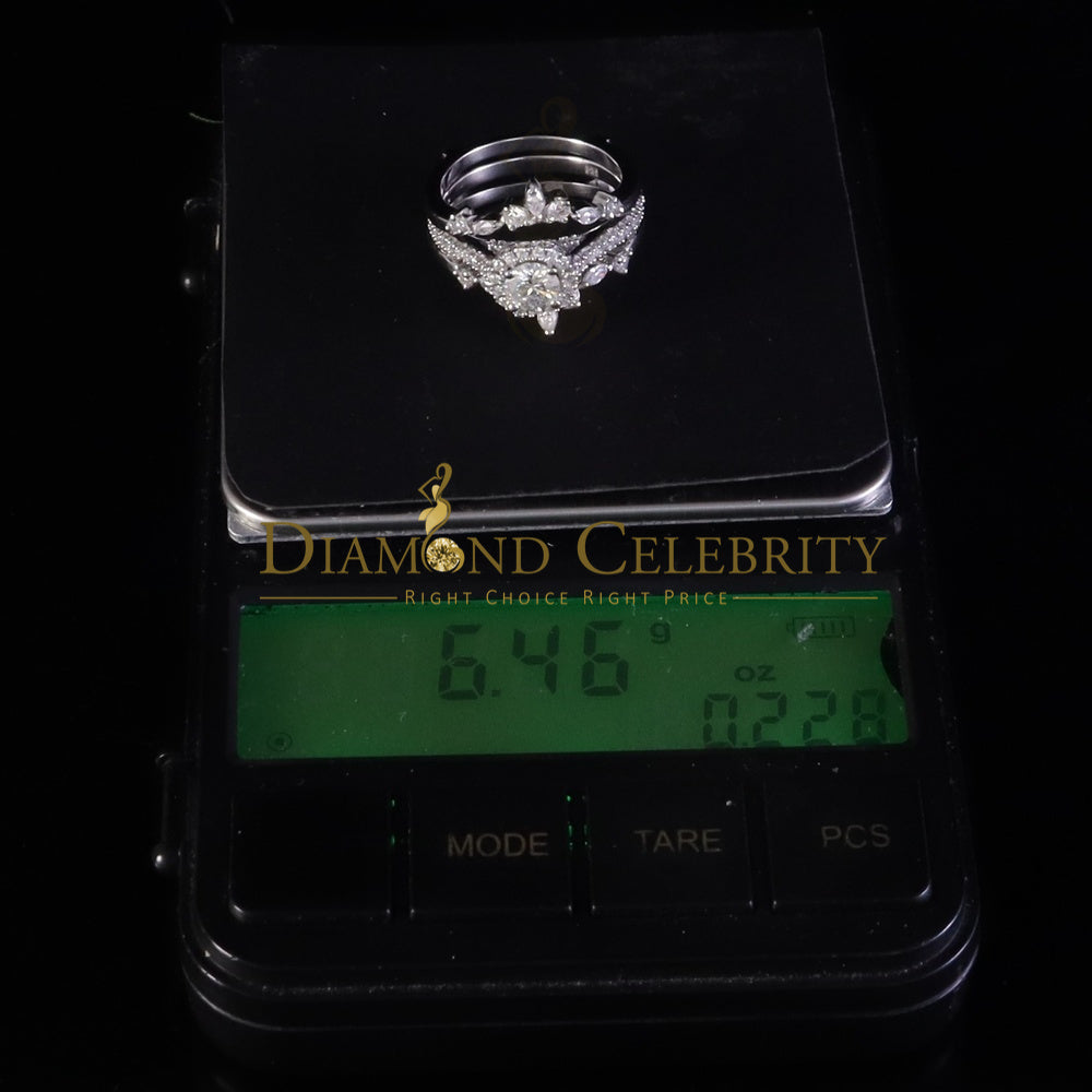 DiamondCelebritees 925 White Silver Solitaire Enhancer Guard Wrap Ring Insert 1.66ct Moissanite