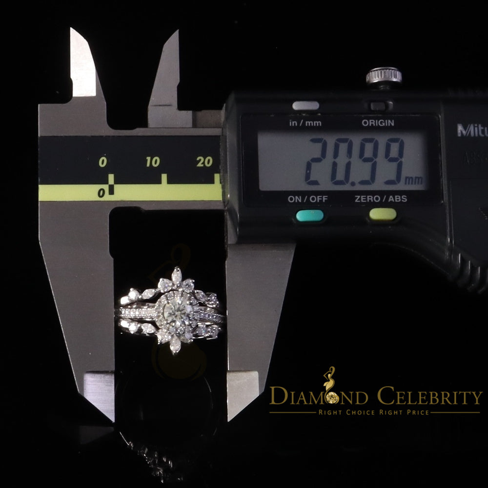 DiamondCelebritees 925 White Silver Solitaire Enhancer Guard Wrap Ring Insert 1.66ct Moissanite