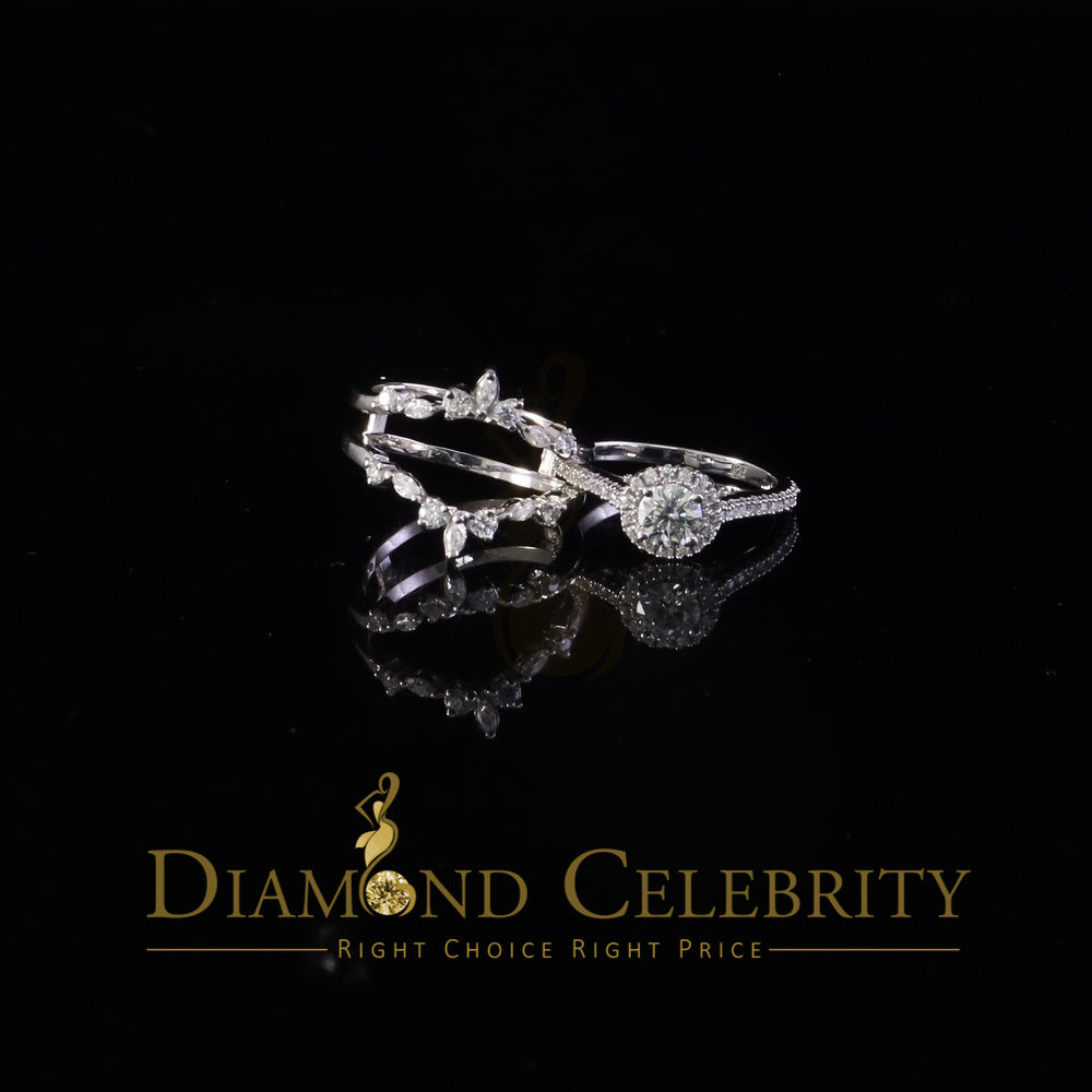 DiamondCelebritees 925 White Silver Solitaire Enhancer Guard Wrap Ring Insert 1.66ct Moissanite