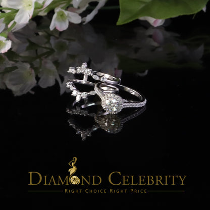 DiamondCelebritees 925 White Silver Solitaire Enhancer Guard Wrap Ring Insert 1.66ct Moissanite