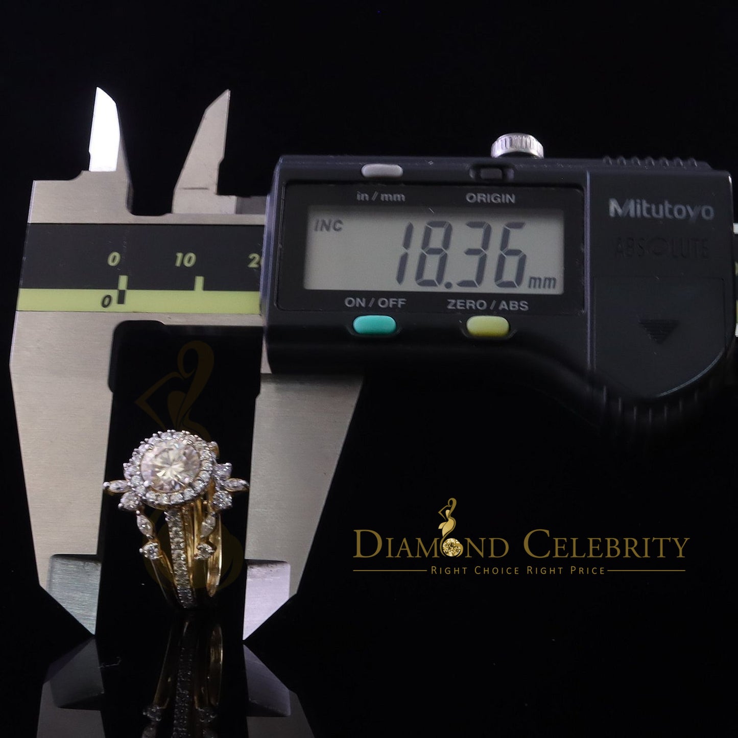 DiamondCelebritees 925 Yellow Silver Solitaire Enhancer Guard Wrap Ring Insert 1.66ct Moissanite S7