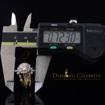 DiamondCelebritees 925 Yellow Silver Solitaire Enhancer Guard Wrap Ring Insert 1.66ct Moissanite S7