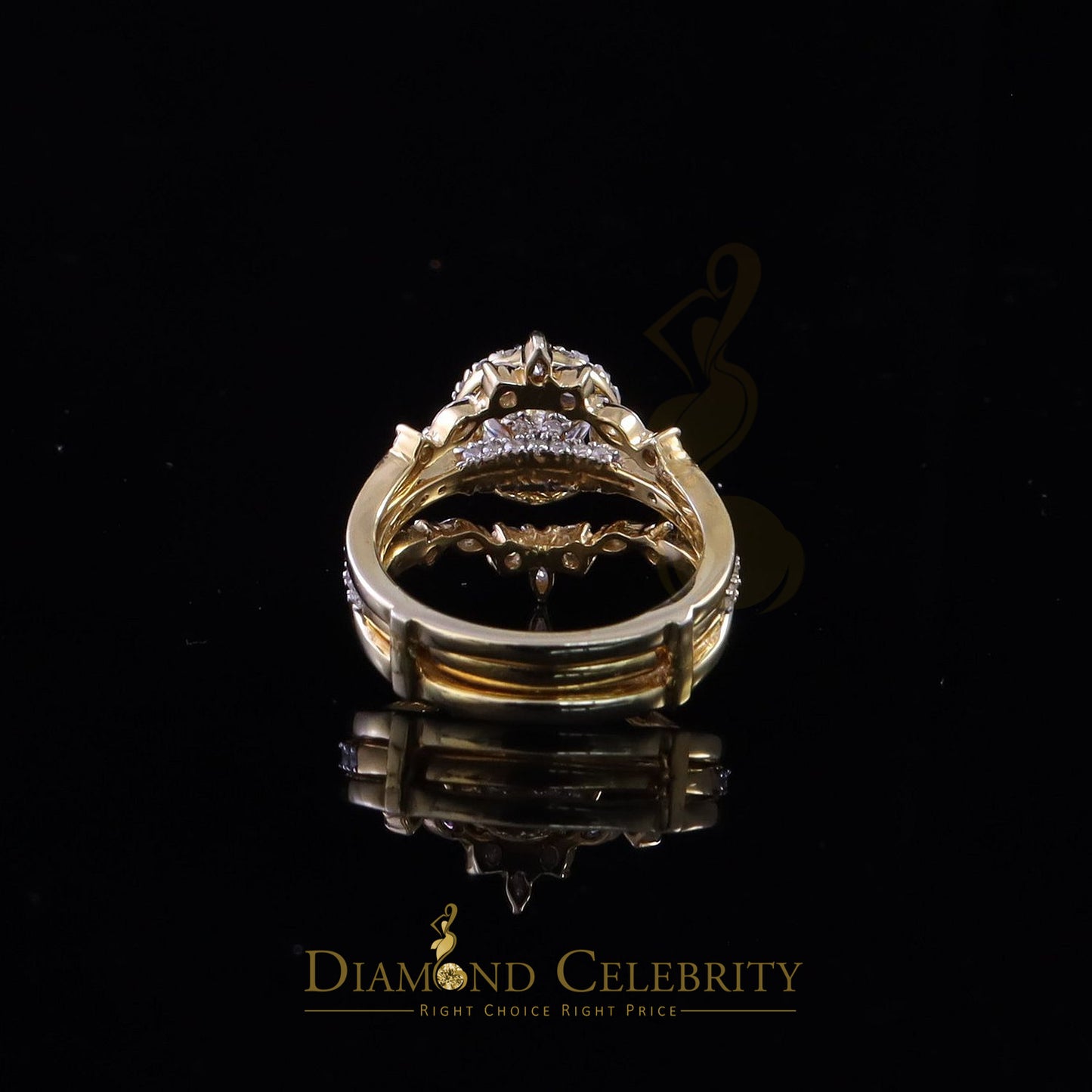DiamondCelebritees 925 Yellow Silver Solitaire Enhancer Guard Wrap Ring Insert 1.66ct Moissanite S7