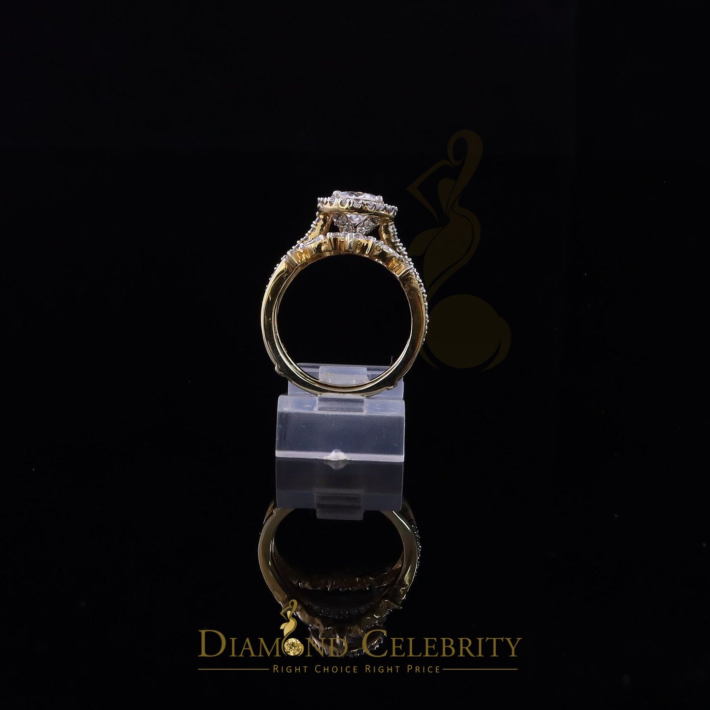 DiamondCelebritees 925 Yellow Silver Solitaire Enhancer Guard Wrap Ring Insert 1.66ct Moissanite S7