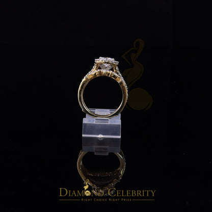 DiamondCelebritees 925 Yellow Silver Solitaire Enhancer Guard Wrap Ring Insert 1.66ct Moissanite S7