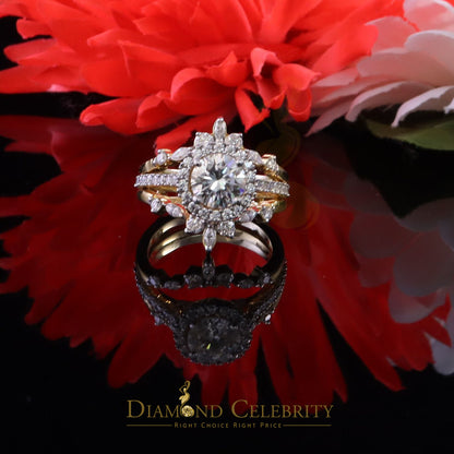 DiamondCelebritees 925 Yellow Silver Solitaire Enhancer Guard Wrap Ring Insert 1.66ct Moissanite S7