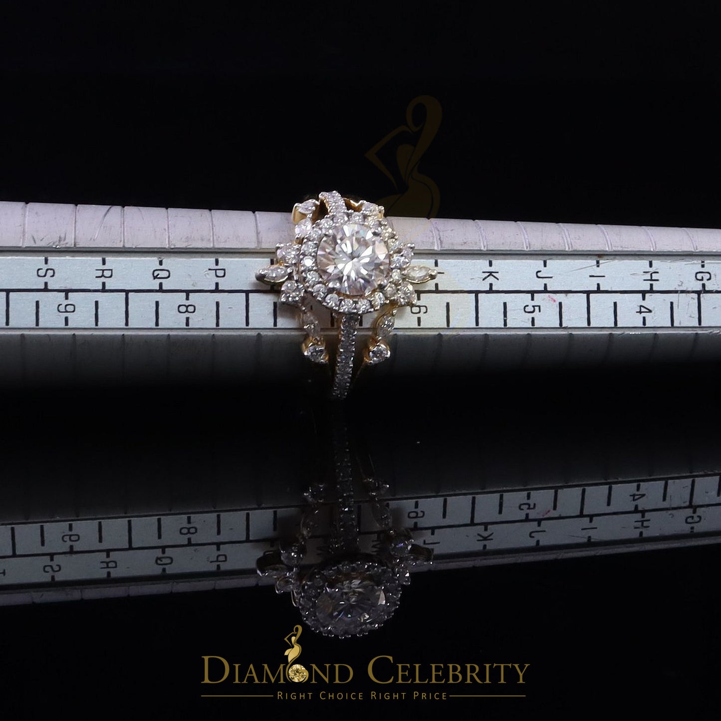 DiamondCelebritees 925 Yellow Silver Solitaire Enhancer Guard Wrap Ring Insert 1.66ct Moissanite S7