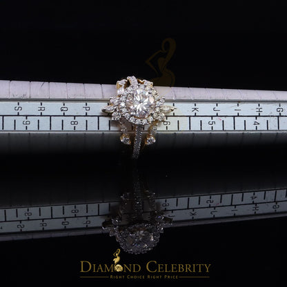 DiamondCelebritees 925 Yellow Silver Solitaire Enhancer Guard Wrap Ring Insert 1.66ct Moissanite S7