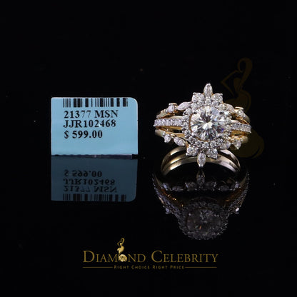 DiamondCelebritees 925 Yellow Silver Solitaire Enhancer Guard Wrap Ring Insert 1.66ct Moissanite S7
