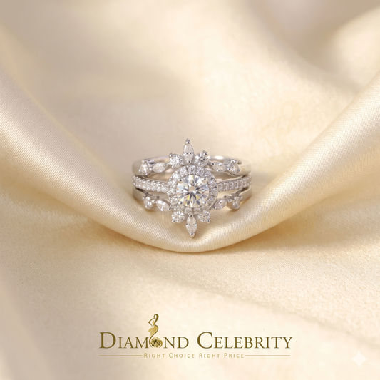 DiamondCelebritees 925 White Silver Solitaire Enhancer Guard Wrap Ring Insert 1.66ct Moissanite