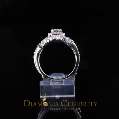 DiamondCelebritees 925 Silver Moissanite White 2.0ct Emerald Cut Round Guard Wrap womens Rings SZ 7