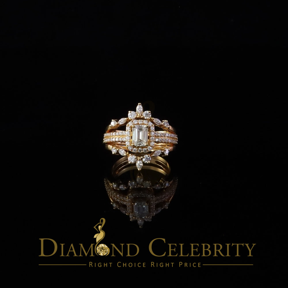 DiamondCelebritees Solitaire Enhancer Guard Wrap Ring Insert 2CT Moissanite 925 Silver Yellow SZ 7
