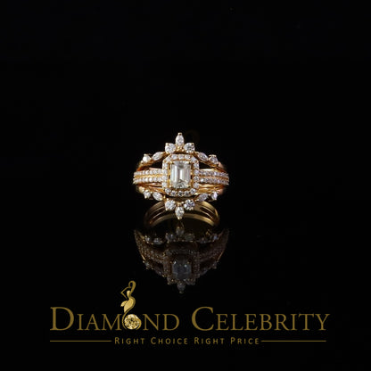 DiamondCelebritees Solitaire Enhancer Guard Wrap Ring Insert 2CT Moissanite 925 Silver Yellow SZ 7