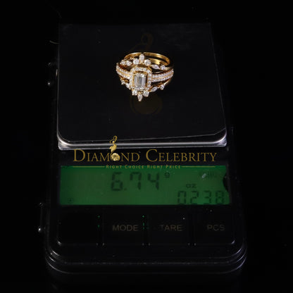 DiamondCelebritees Solitaire Enhancer Guard Wrap Ring Insert 2CT Moissanite 925 Silver Yellow SZ 7