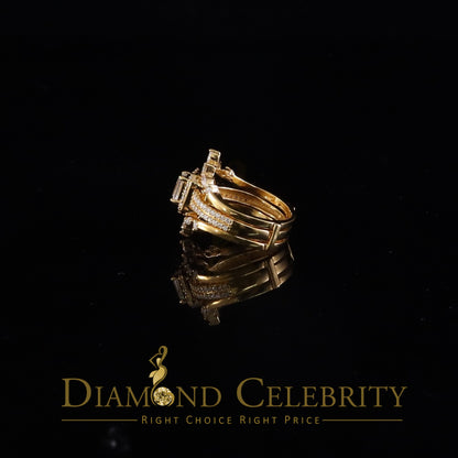DiamondCelebritees Solitaire Enhancer Guard Wrap Ring Insert 2CT Moissanite 925 Silver Yellow SZ 7