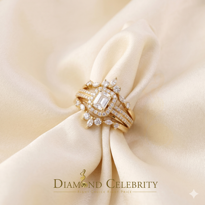 DiamondCelebritees Solitaire Enhancer Guard Wrap Ring Insert 2CT Moissanite 925 Silver Yellow SZ 7