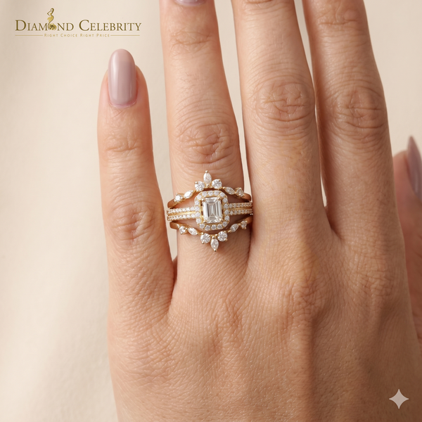 DiamondCelebritees Solitaire Enhancer Guard Wrap Ring Insert 2CT Moissanite 925 Silver Yellow SZ 7