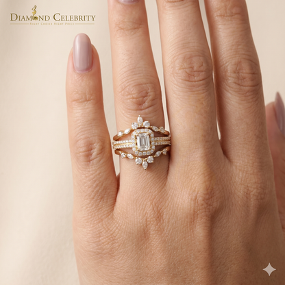 DiamondCelebritees Solitaire Enhancer Guard Wrap Ring Insert 2CT Moissanite 925 Silver Yellow SZ 7