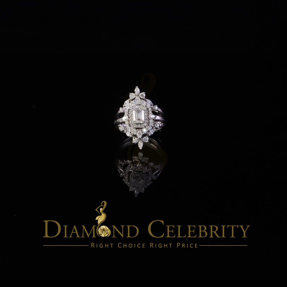 DiamondCelebritees 925 White Silver Solitaire Enhancer Guard Wrap Ring 2.00ct Moissanite Size 7