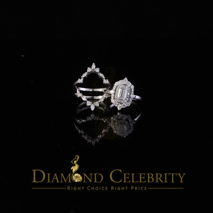 DiamondCelebritees 925 White Silver Solitaire Enhancer Guard Wrap Ring 2.00ct Moissanite Size 7