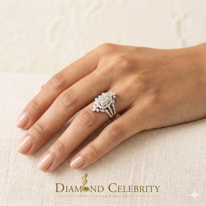 DiamondCelebritees 925 White Silver Solitaire Enhancer Guard Wrap Ring 2.00ct Moissanite Size 7