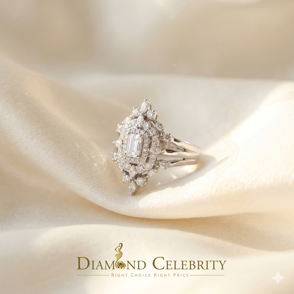 DiamondCelebritees 925 White Silver Solitaire Enhancer Guard Wrap Ring 2.00ct Moissanite Size 7