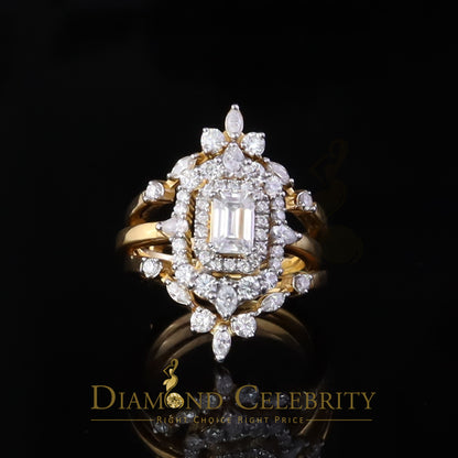 DiamondCelebritees 2.00ct Moissanite Marquise Yellow Radiant Round Cut 925 Silver Women Ring Sz 7