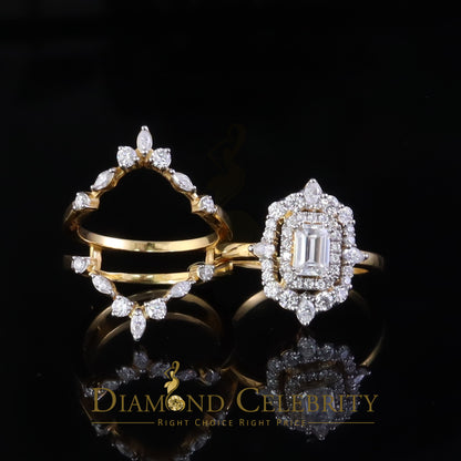 DiamondCelebritees 2.00ct Moissanite Marquise Yellow Radiant Round Cut 925 Silver Women Ring Sz 7