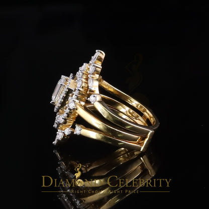 DiamondCelebritees 2.00ct Moissanite Marquise Yellow Radiant Round Cut 925 Silver Women Ring Sz 7